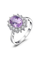 lovely silver amethyst gemstone birthstone baby ring